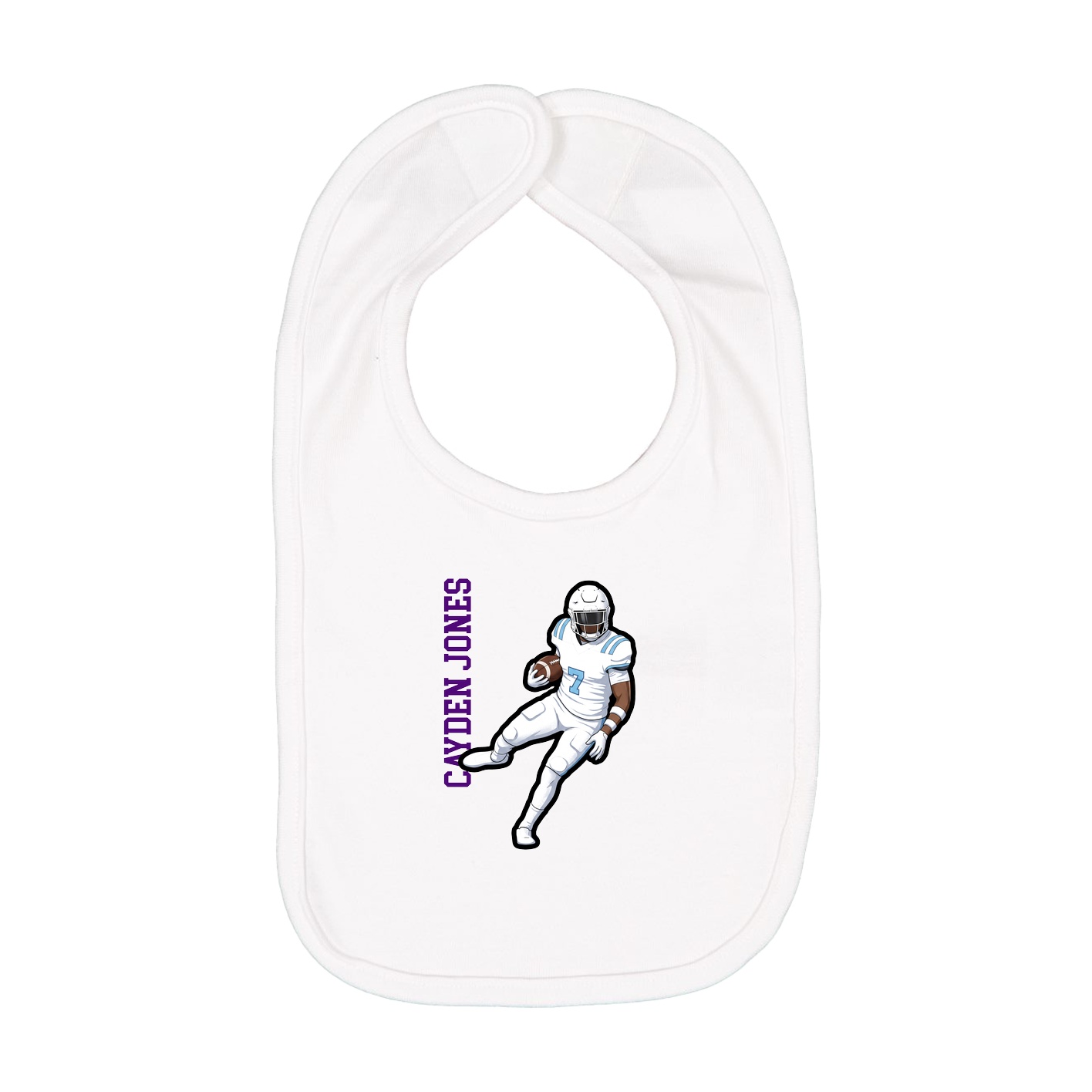 Infant Bib — Name Vertical in White