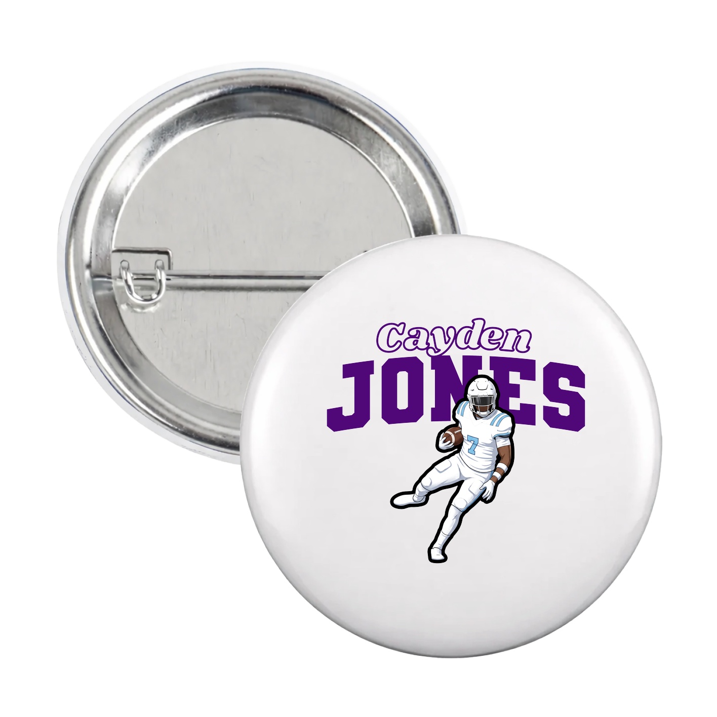 Game Day Button — Name Arch in White