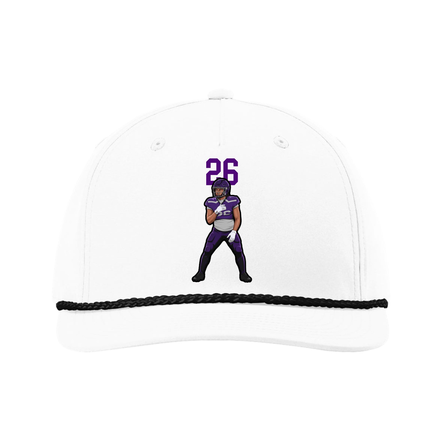 Five-Panel Classic Rope Cap — Number Top in White