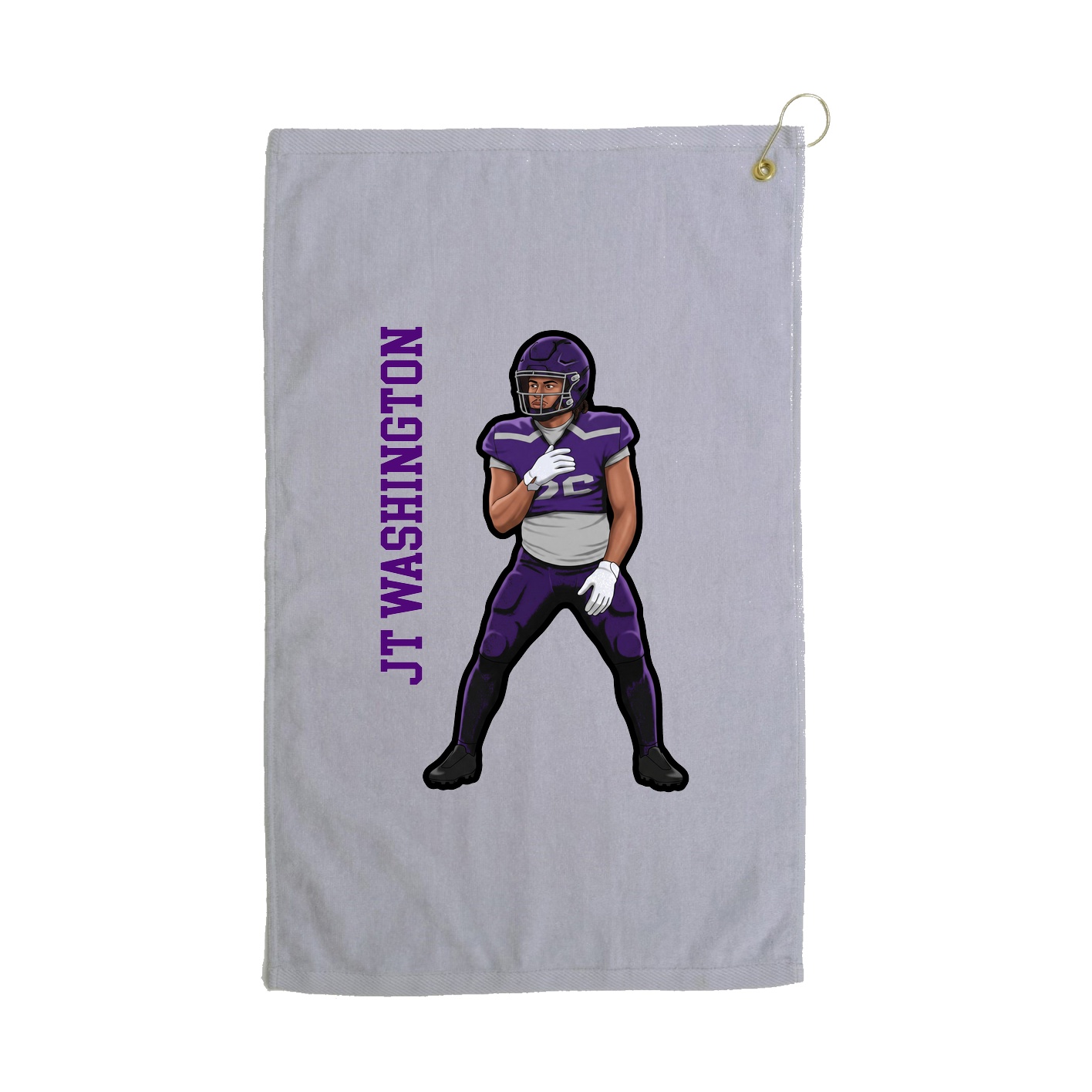 Golf Towel — Name Vertical in Grey