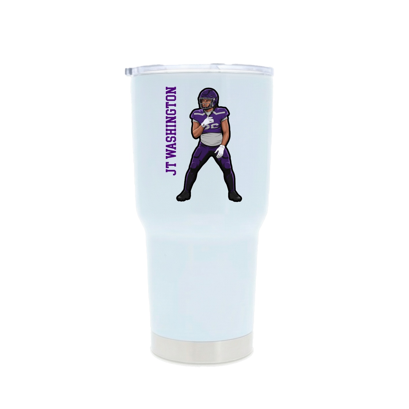30oz Stainless Steel Tumbler — Name Vertical in White