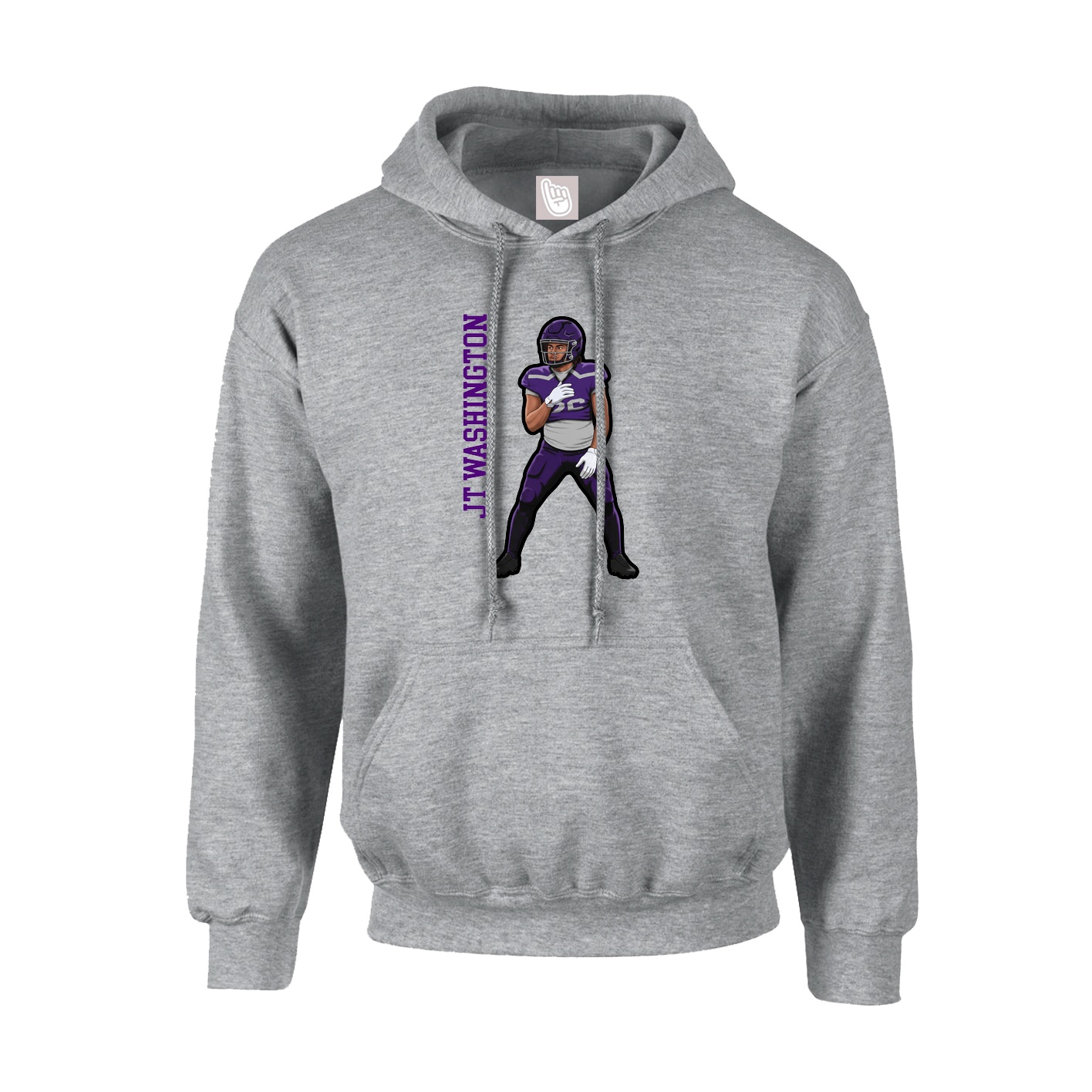 Hoodie — Name Vertical in Grey
