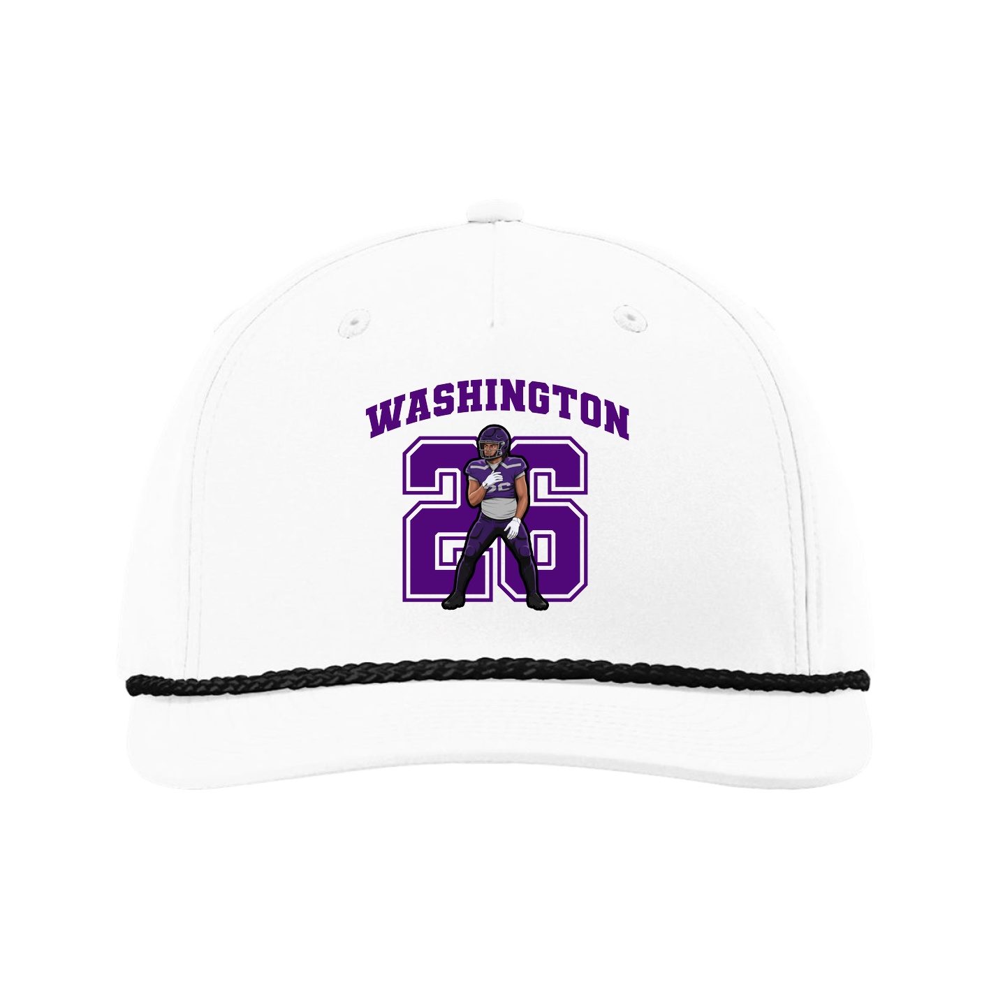 Five-Panel Classic Rope Cap — Number in White