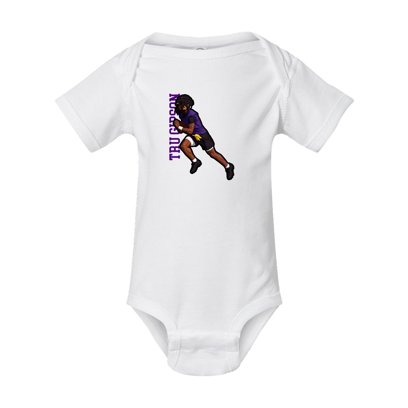 Baby Onesie — Name Vertical in White