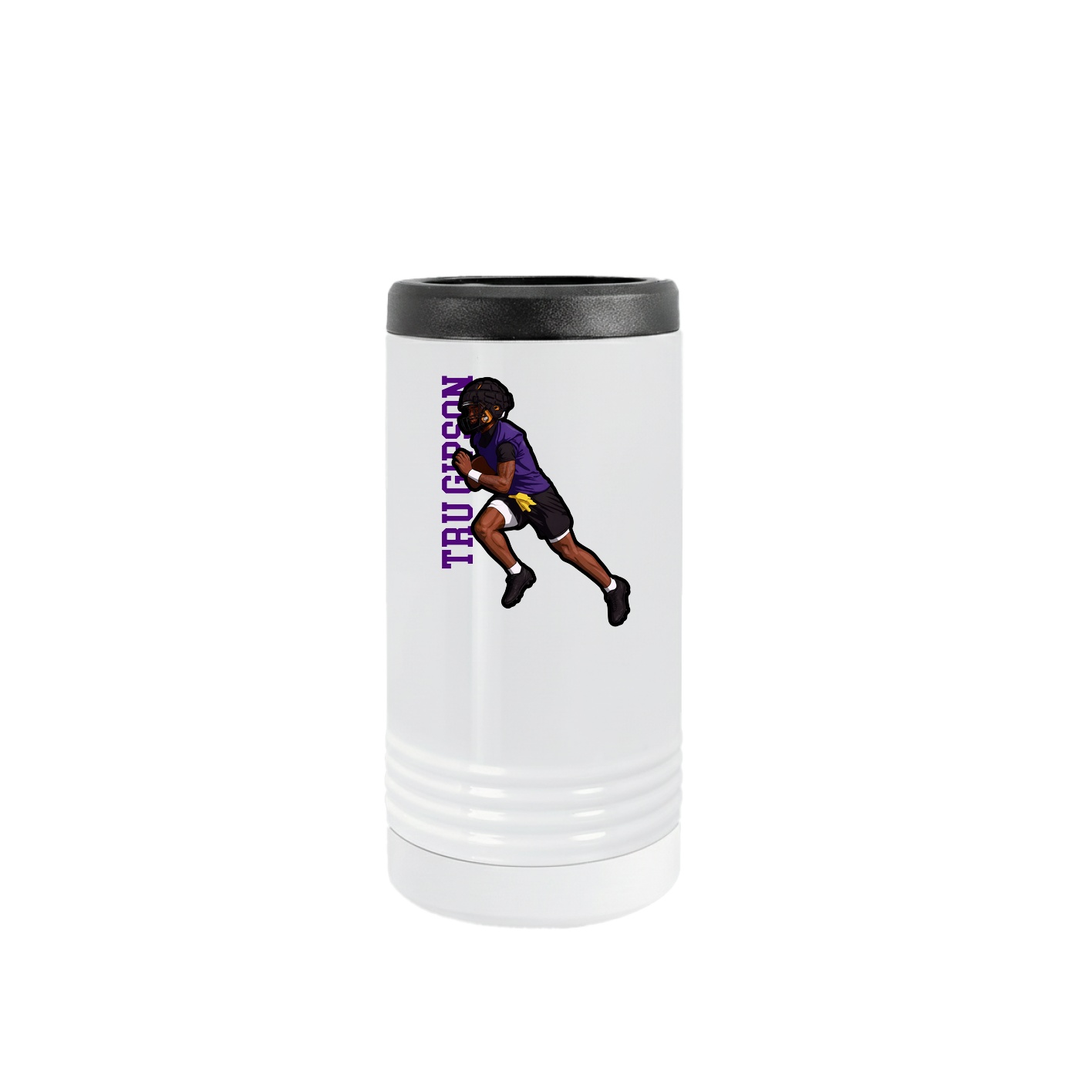 Slim Beverage Holder — Name Vertical in White
