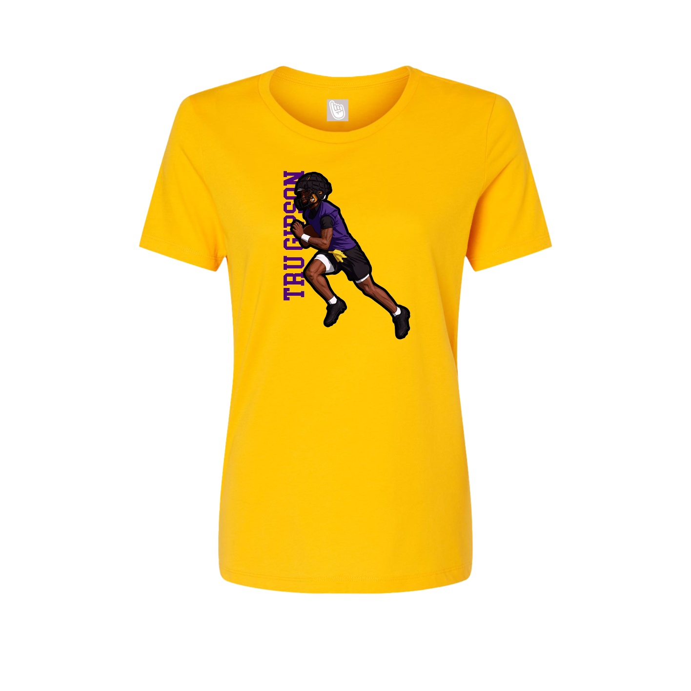 Fitted Women's Tee — Name Vertical in Gold