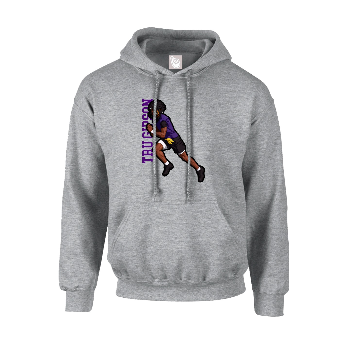 Hoodie — Name Vertical in Grey
