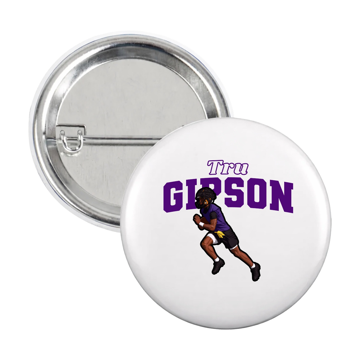 Game Day Button — Name Arch in White