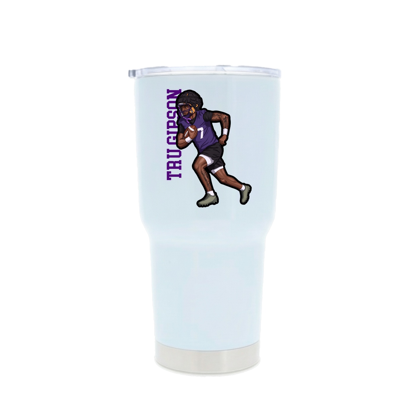 30oz Stainless Steel Tumbler — Name Vertical in White
