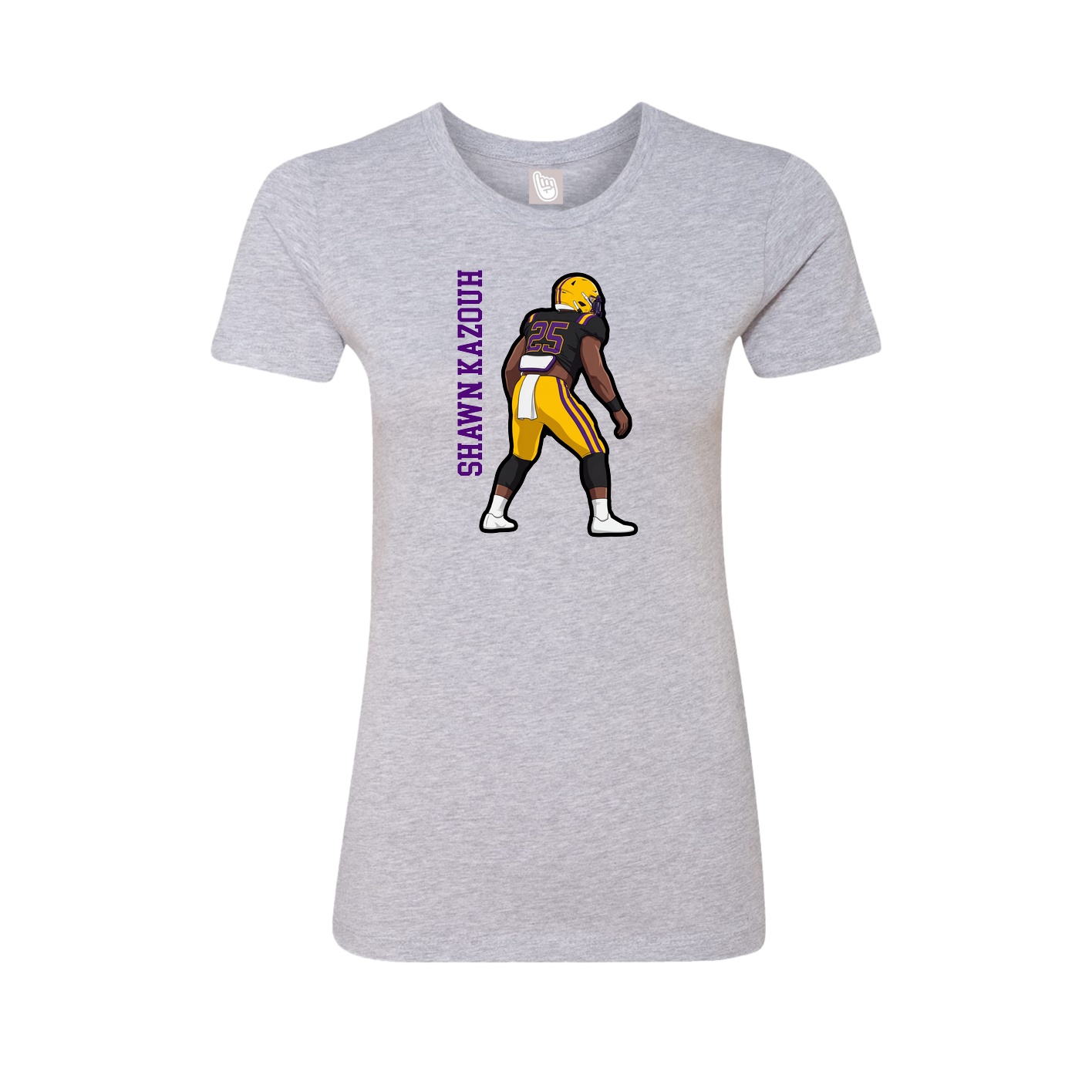 Fitted Women's Tee — Name Vertical in Grey