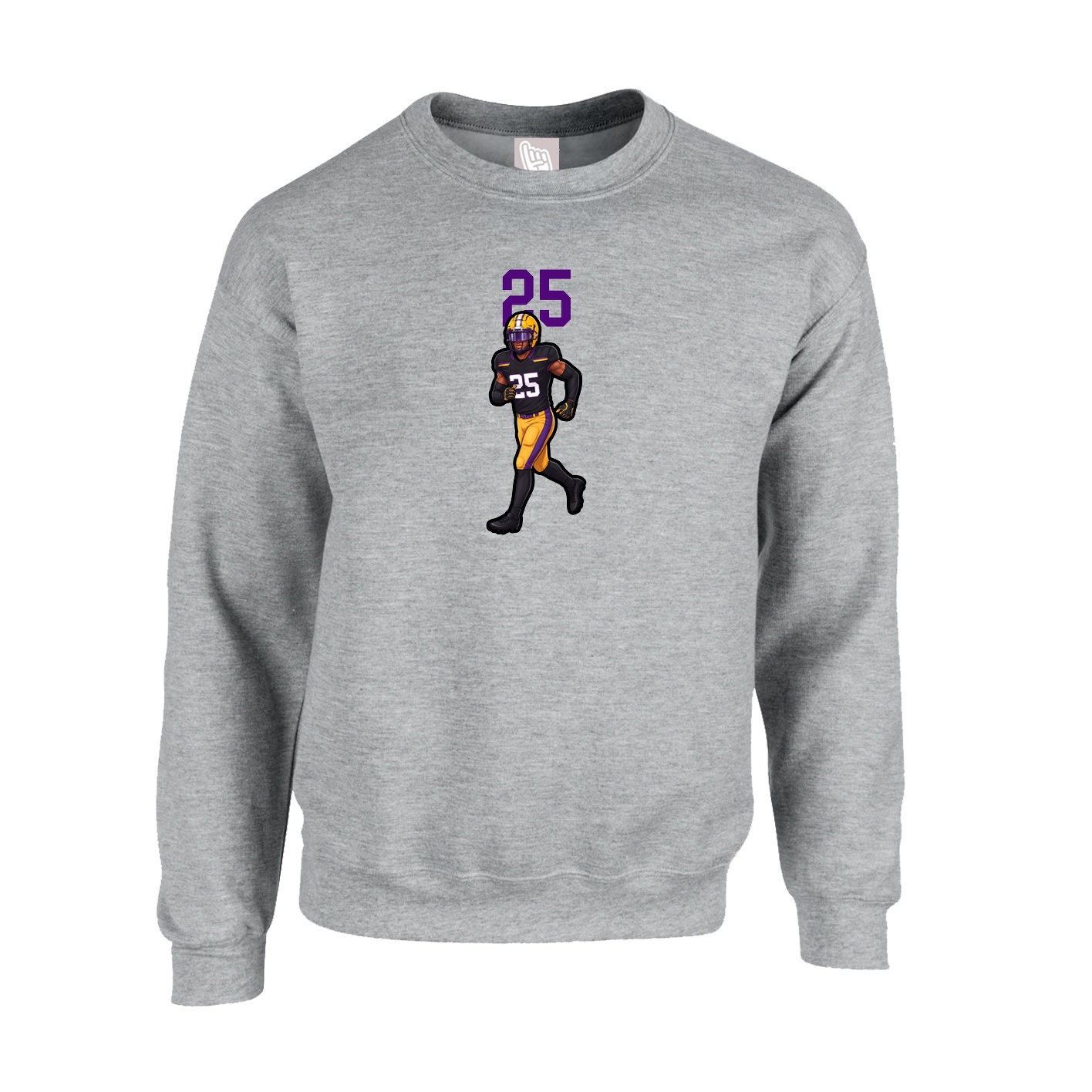 Fleece Crew — Number Top in Grey