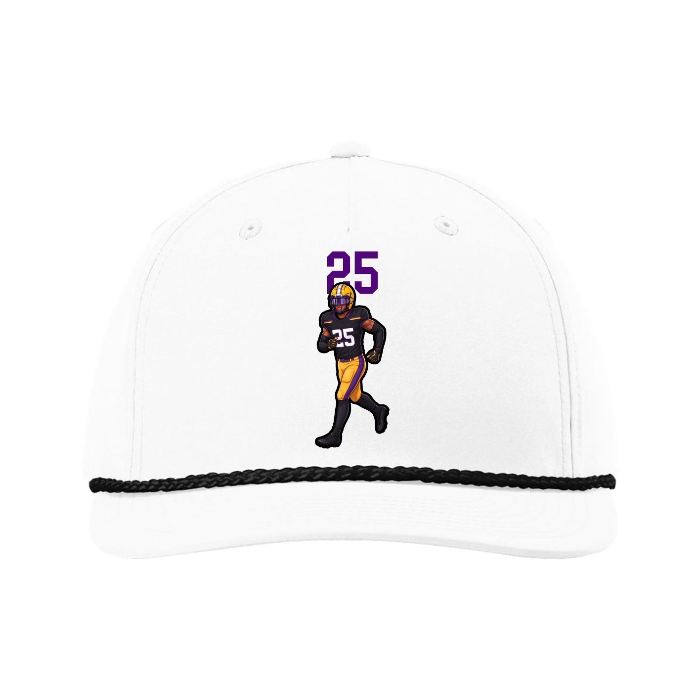 Five-Panel Classic Rope Cap — Number Top in White