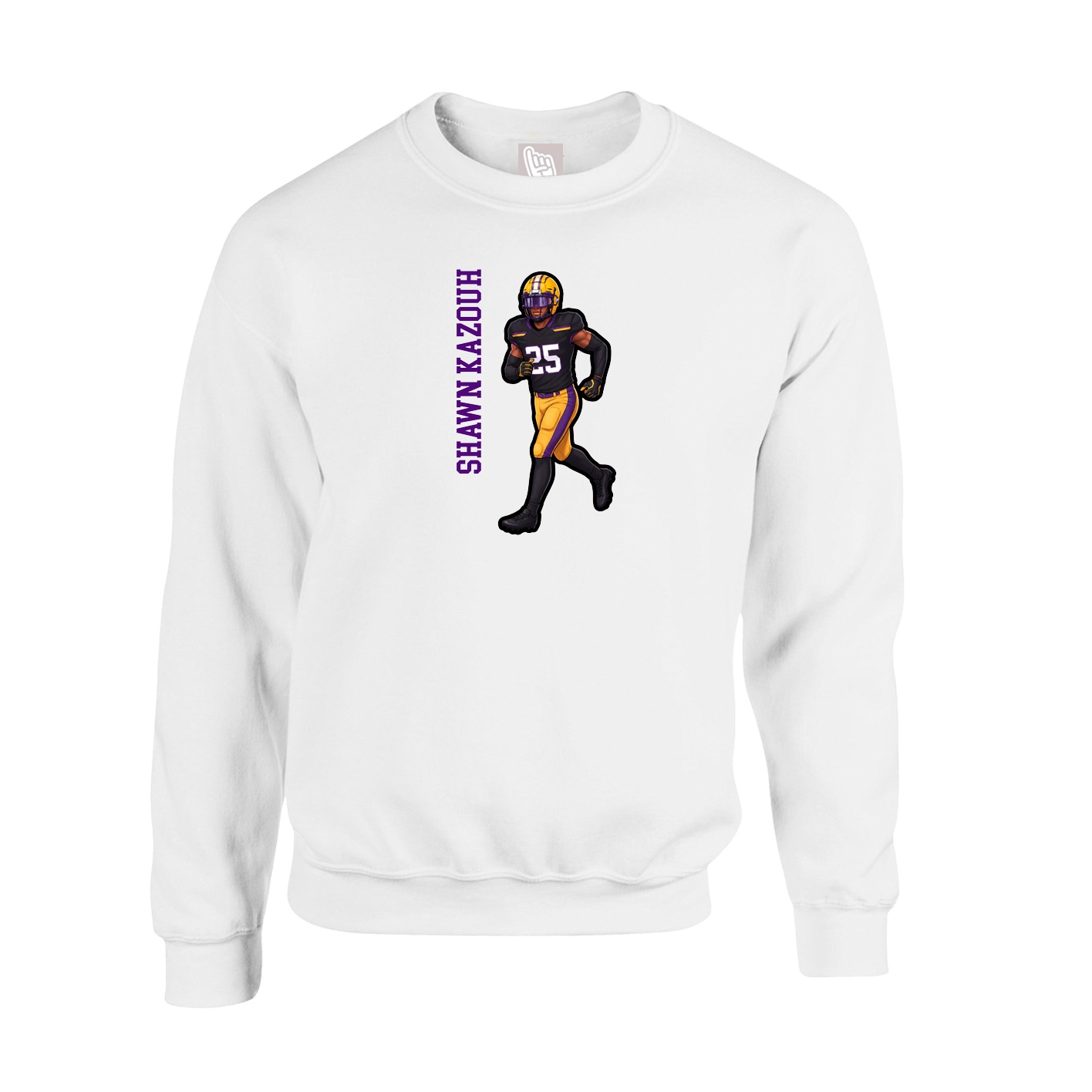 Fleece Crew — Name Vertical in White