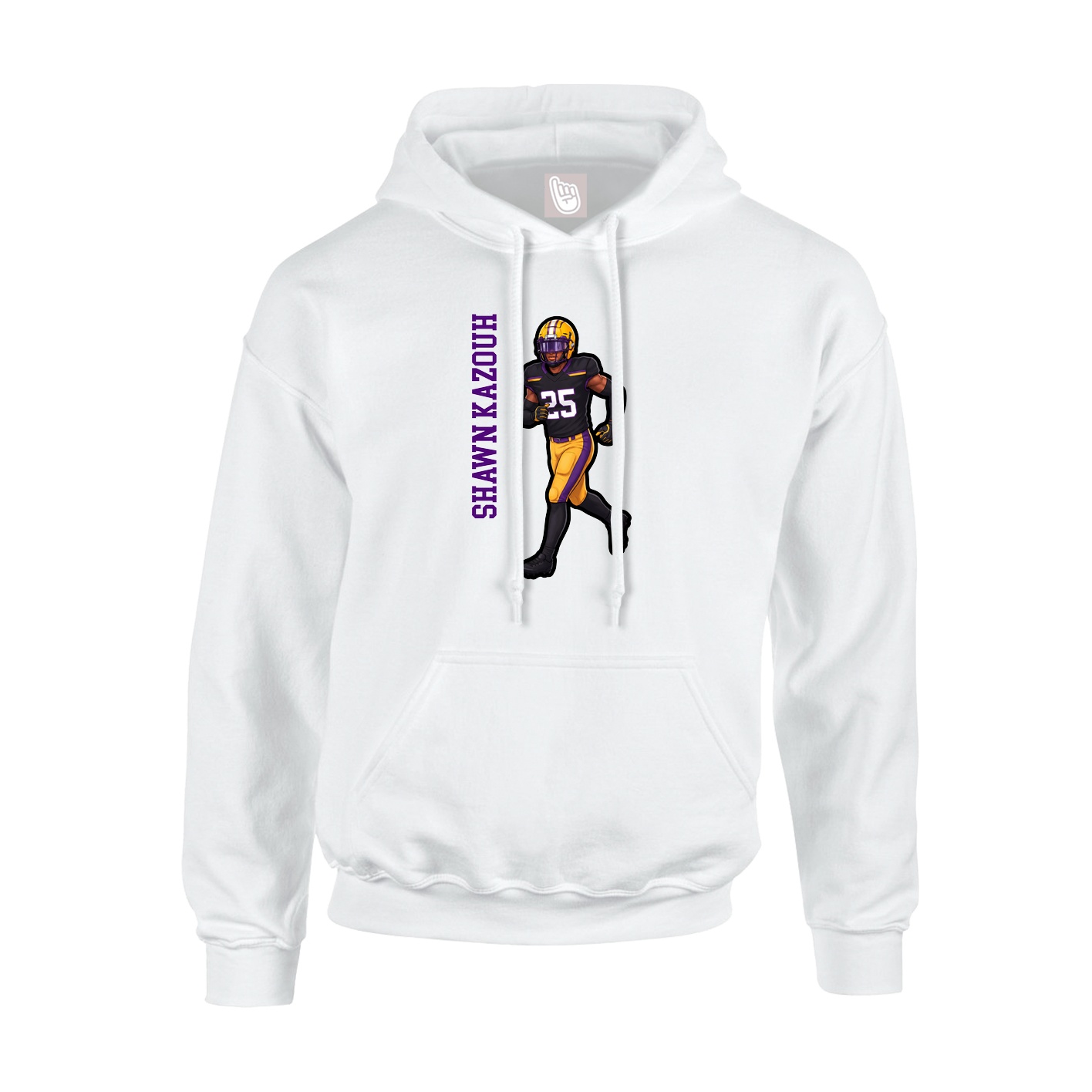 Youth Hoodie — Name Vertical in White