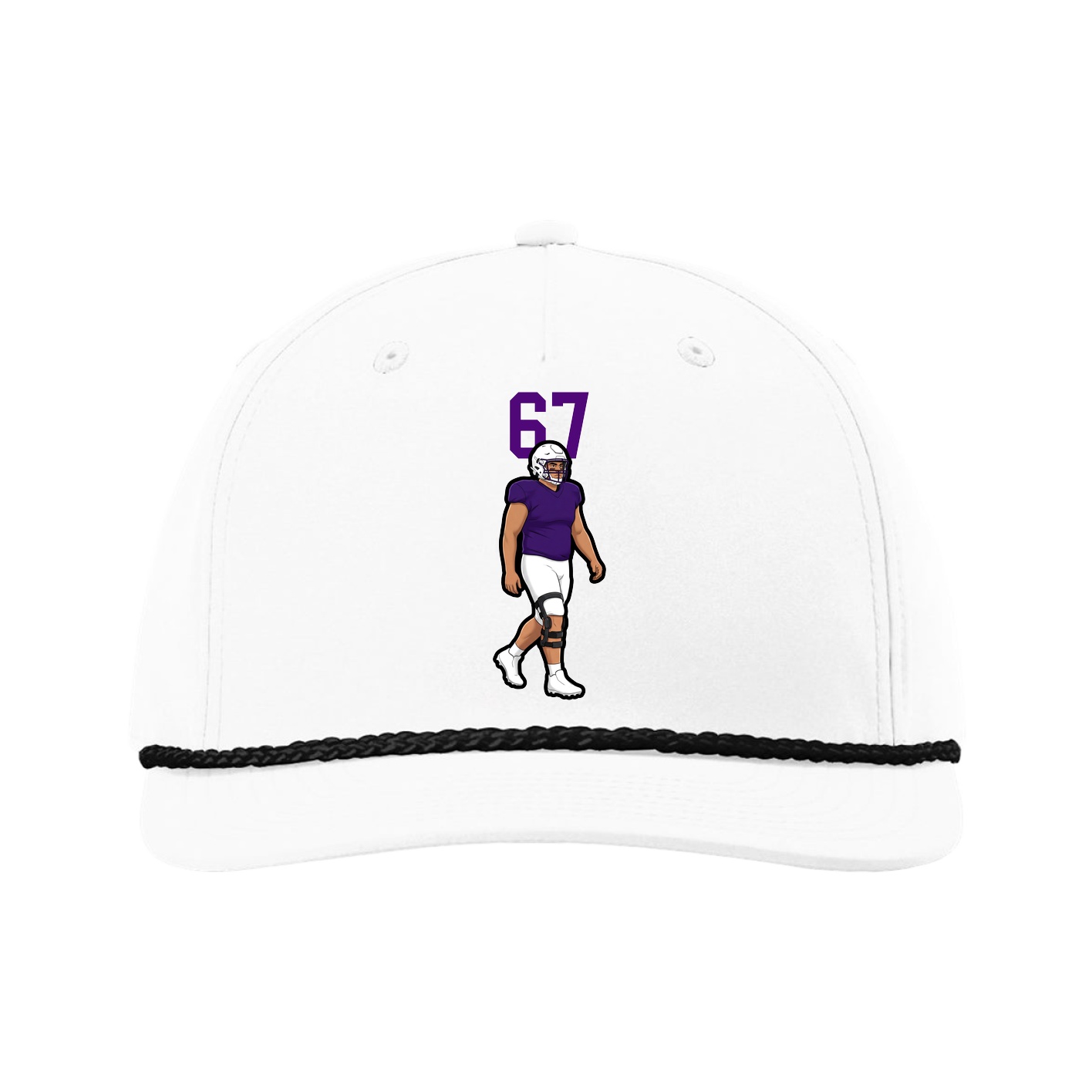 Five-Panel Classic Rope Cap — Number Top in White