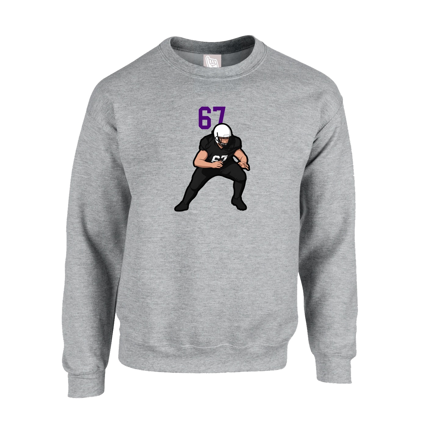 Fleece Crew — Number Top in Grey