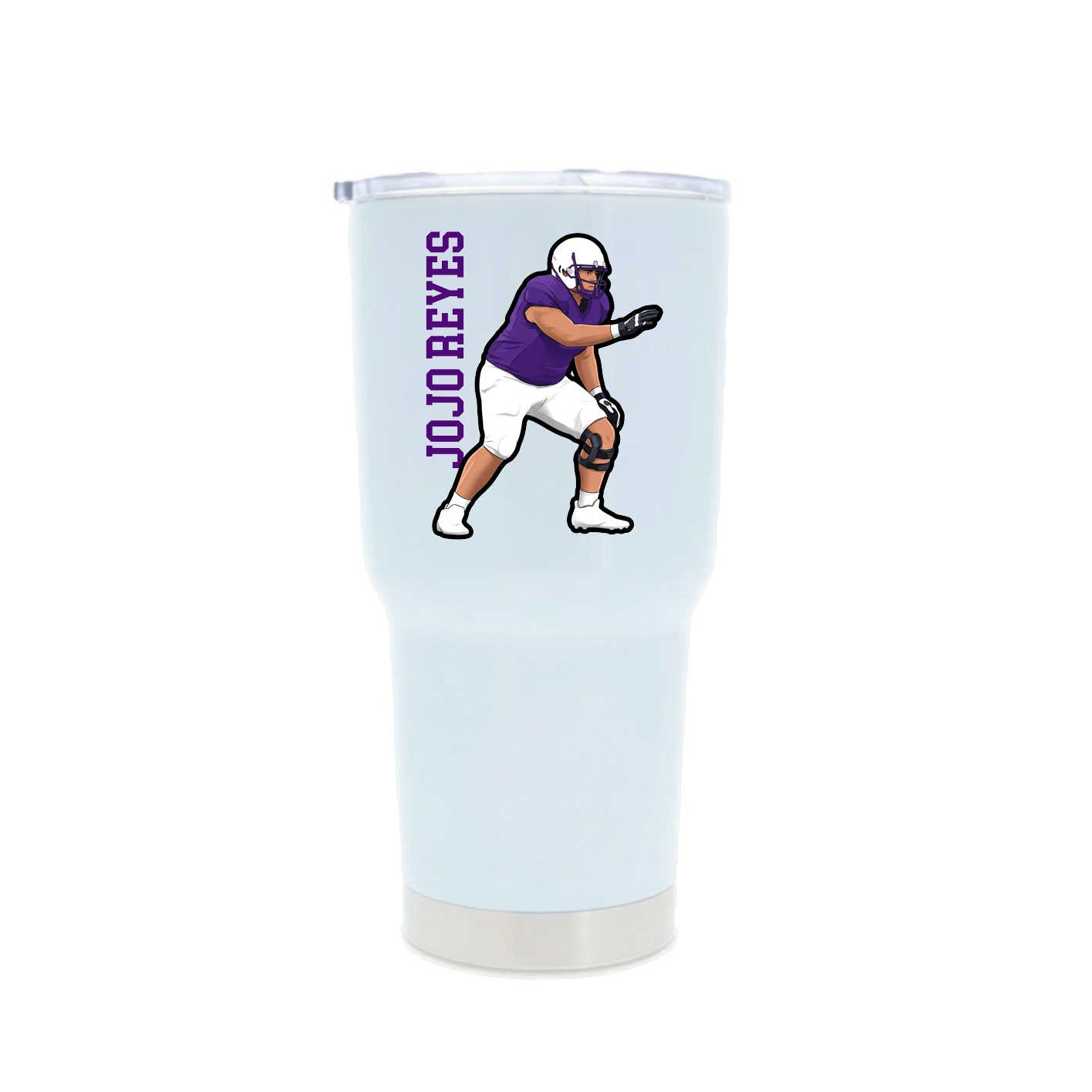 30oz Stainless Steel Tumbler — Name Vertical in White