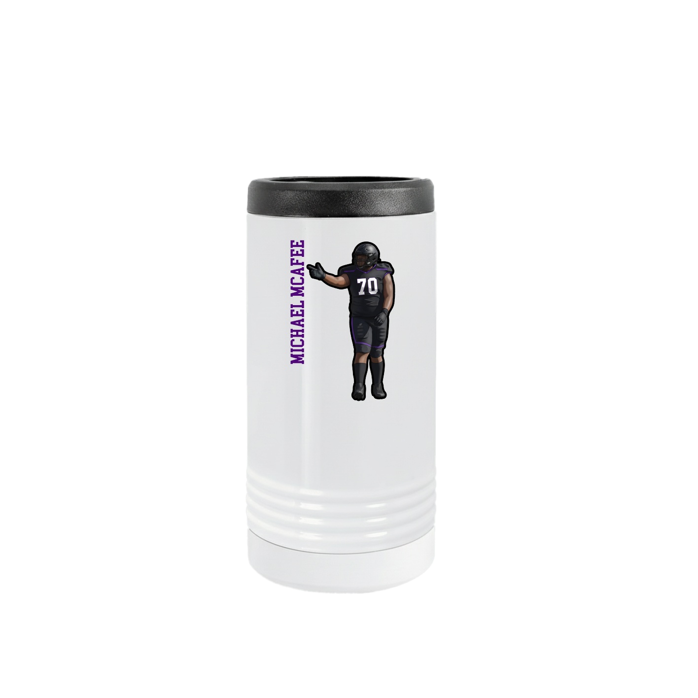 Slim Beverage Holder — Name Vertical in White