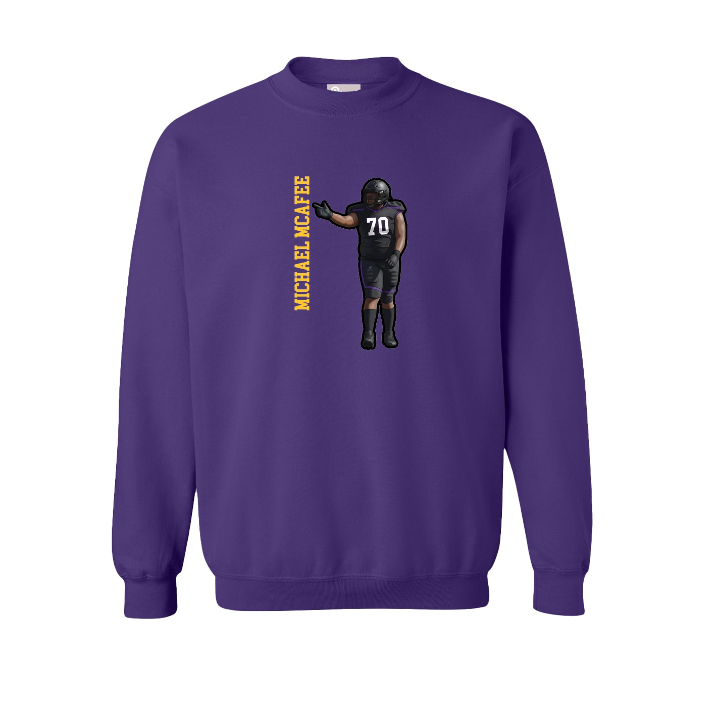 Fleece Crew — Name Vertical in Purple