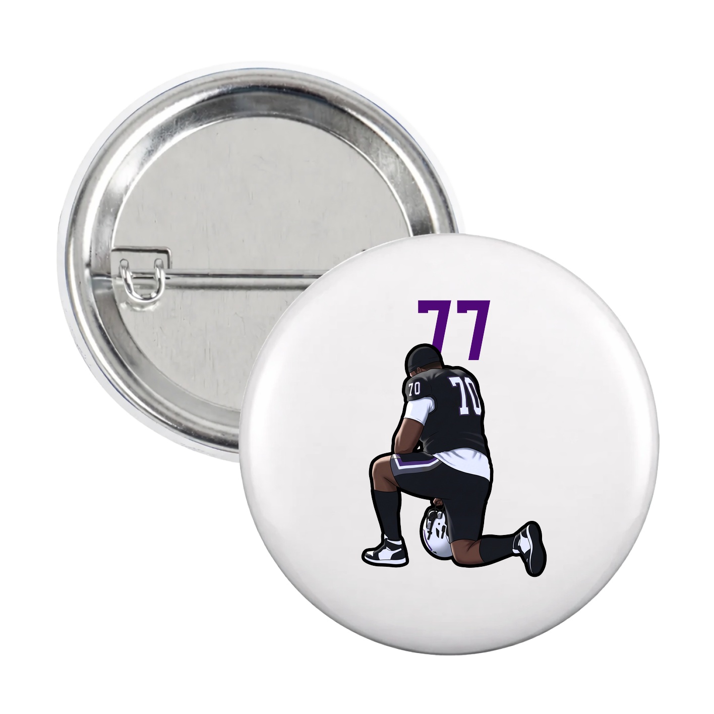 Game Day Button — Number Top in White