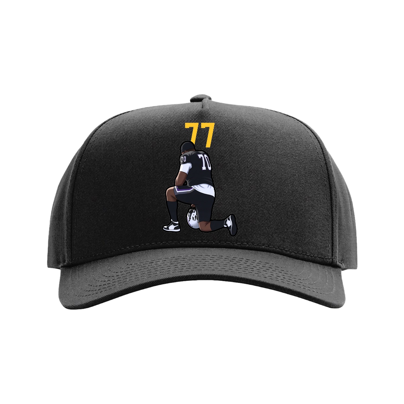 Full Fabric Five-Panel Champ Cap — Number Top in Black