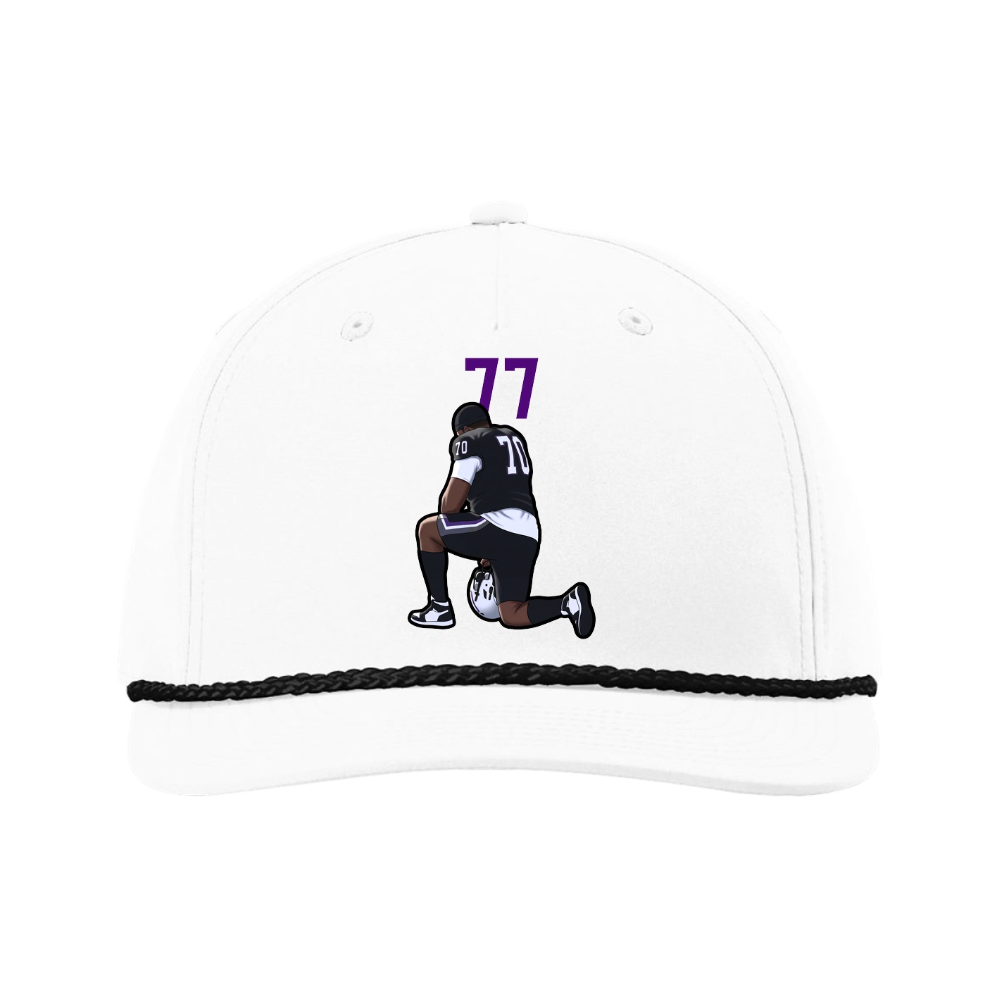 Five-Panel Classic Rope Cap — Number Top in White