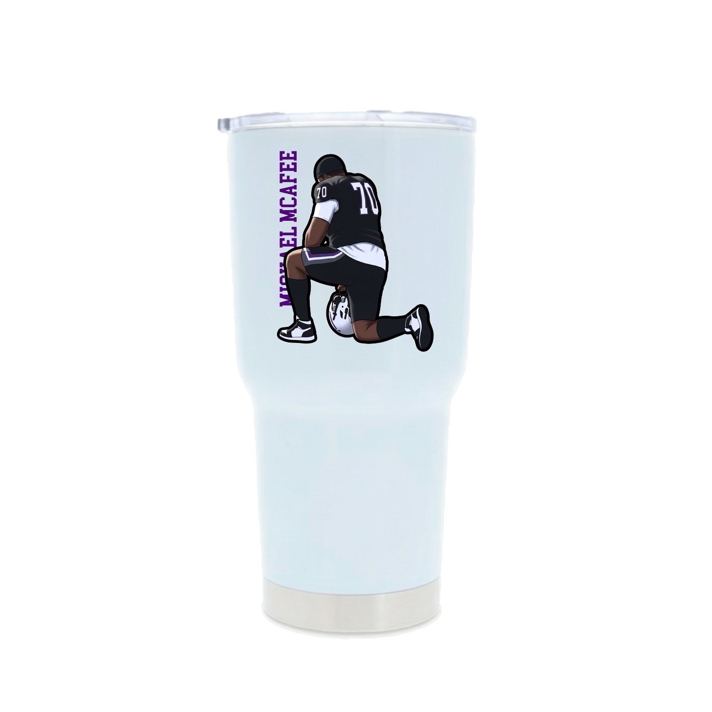 30oz Stainless Steel Tumbler — Name Vertical in White
