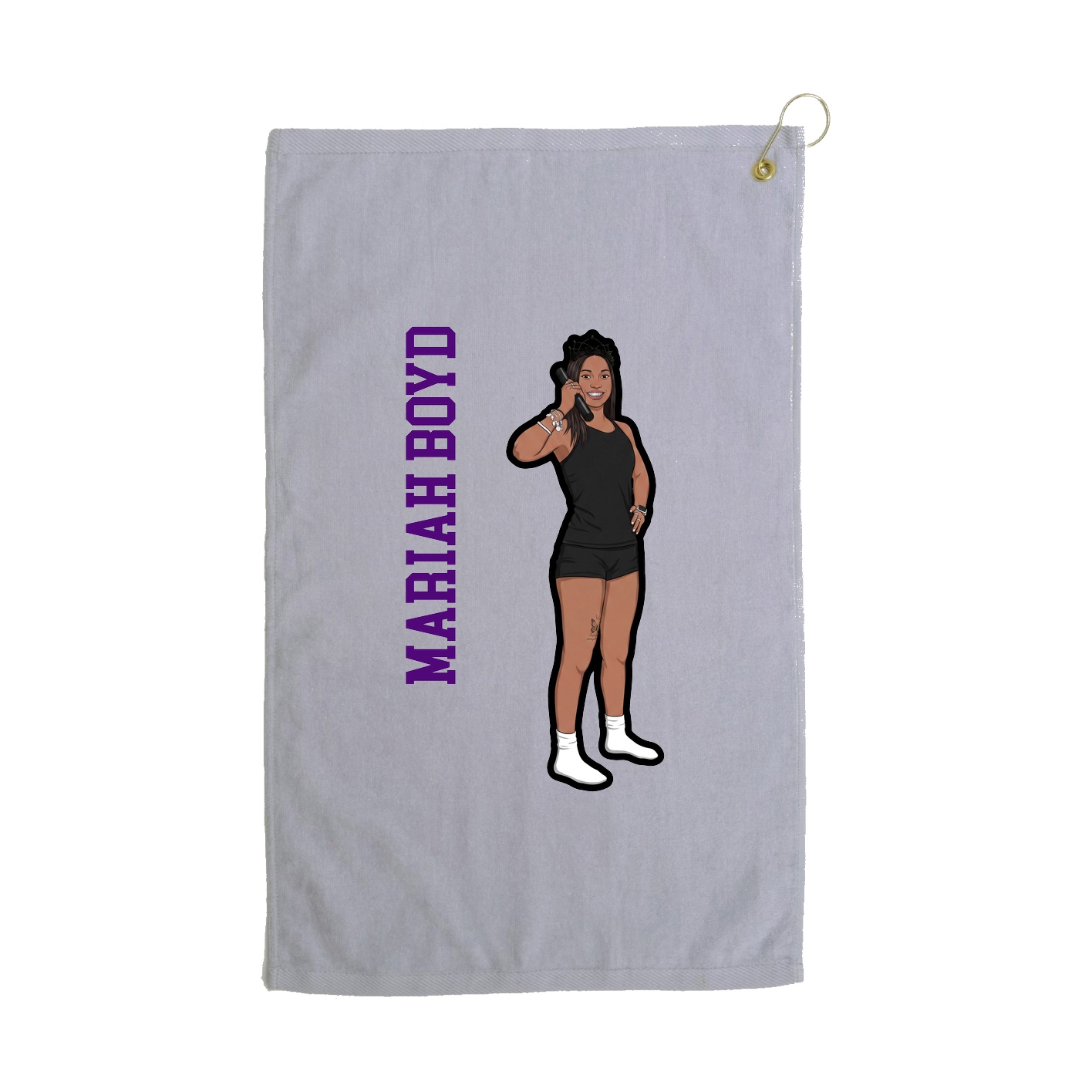 Golf Towel — Name Vertical in Grey