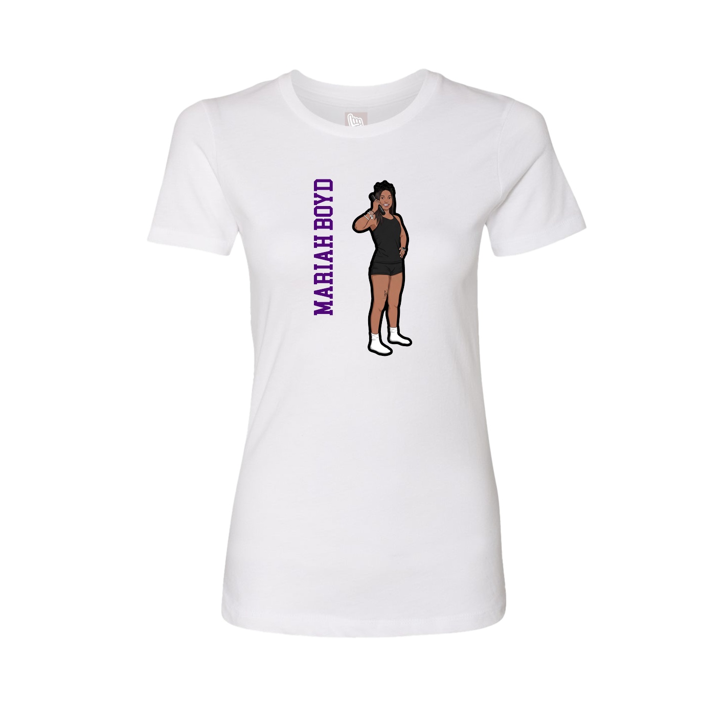 Fitted Women's Tee — Name Vertical in White