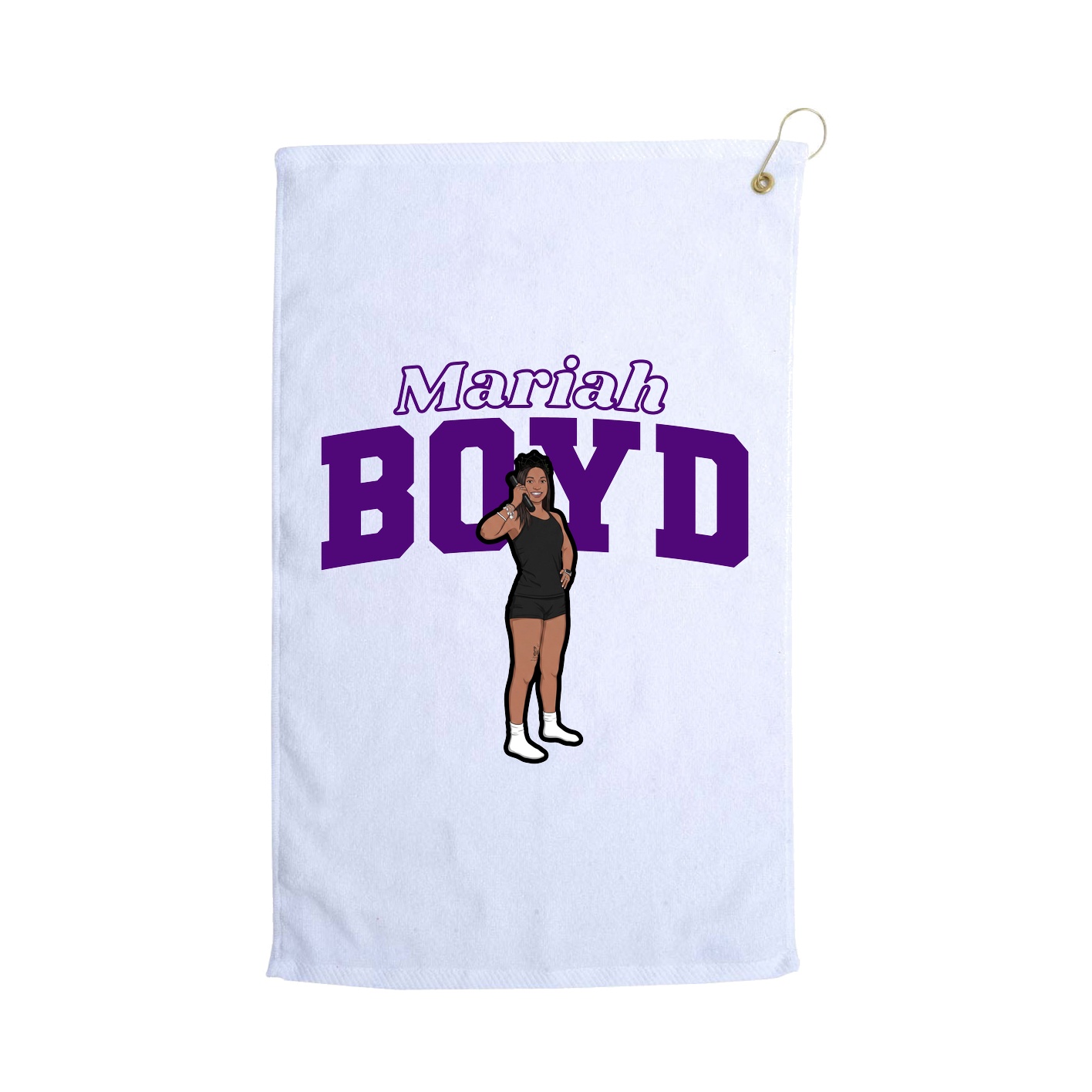 Golf Towel — Name Arch in White