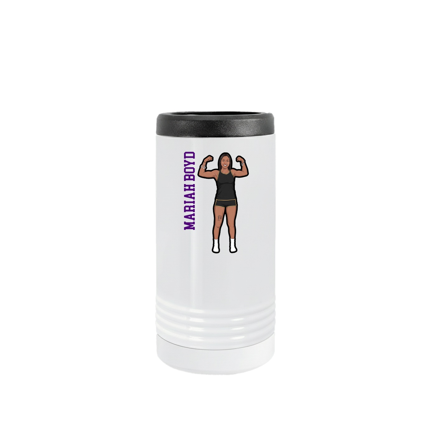 Slim Beverage Holder — Name Vertical in White