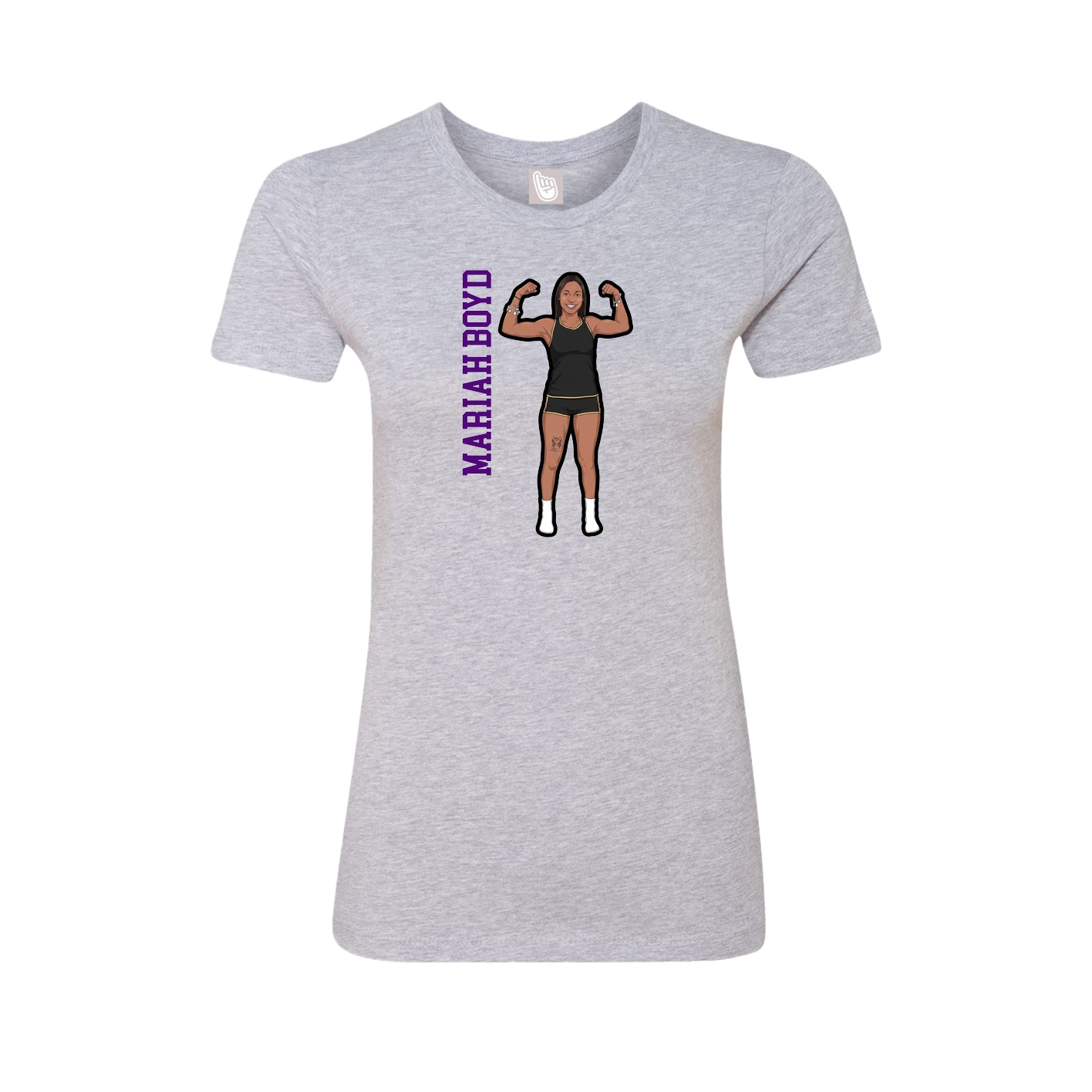 Fitted Women's Tee — Name Vertical in Grey