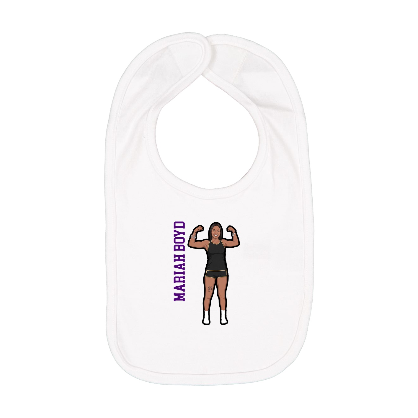 Infant Bib — Name Vertical in White