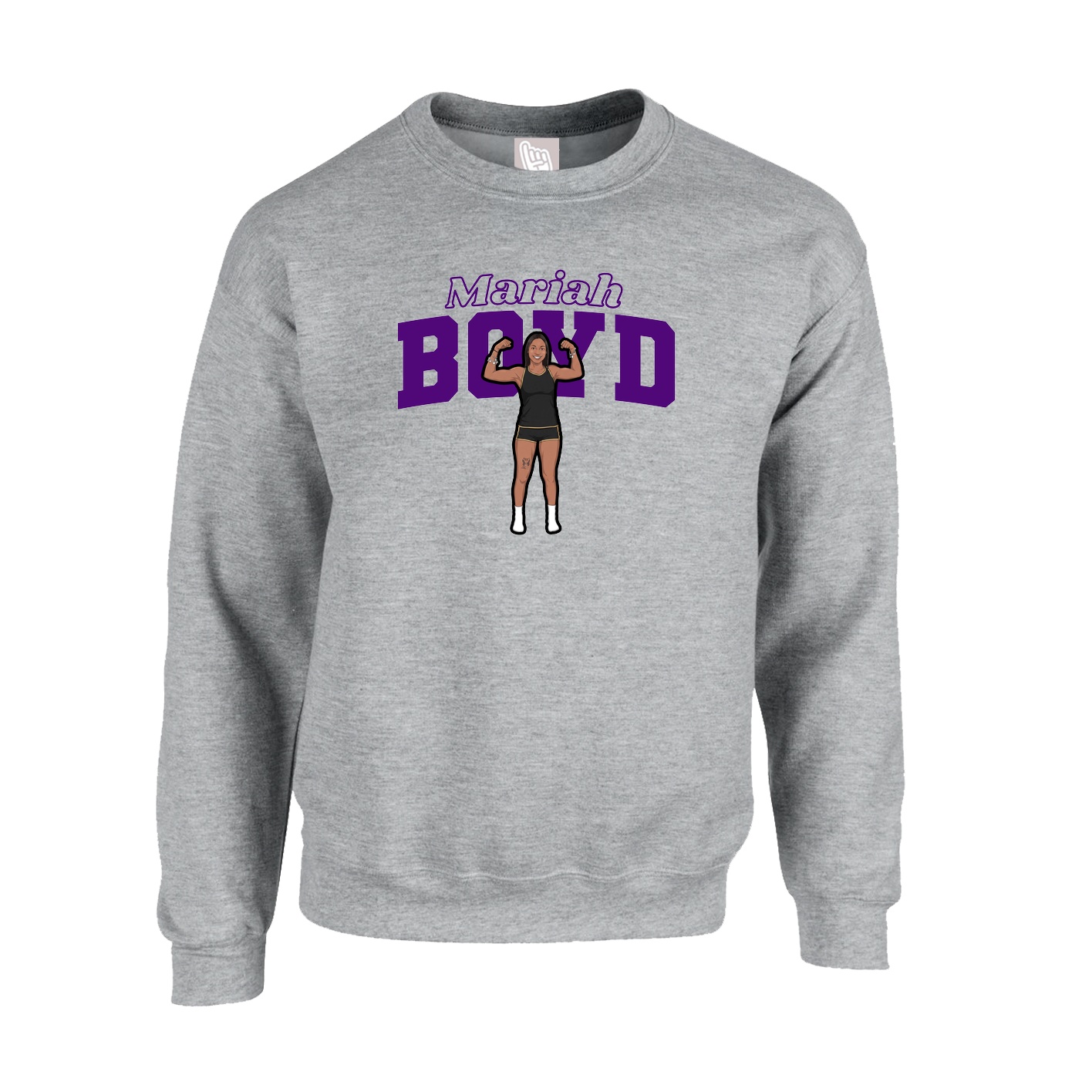 Fleece Crew — Name Arch in Grey