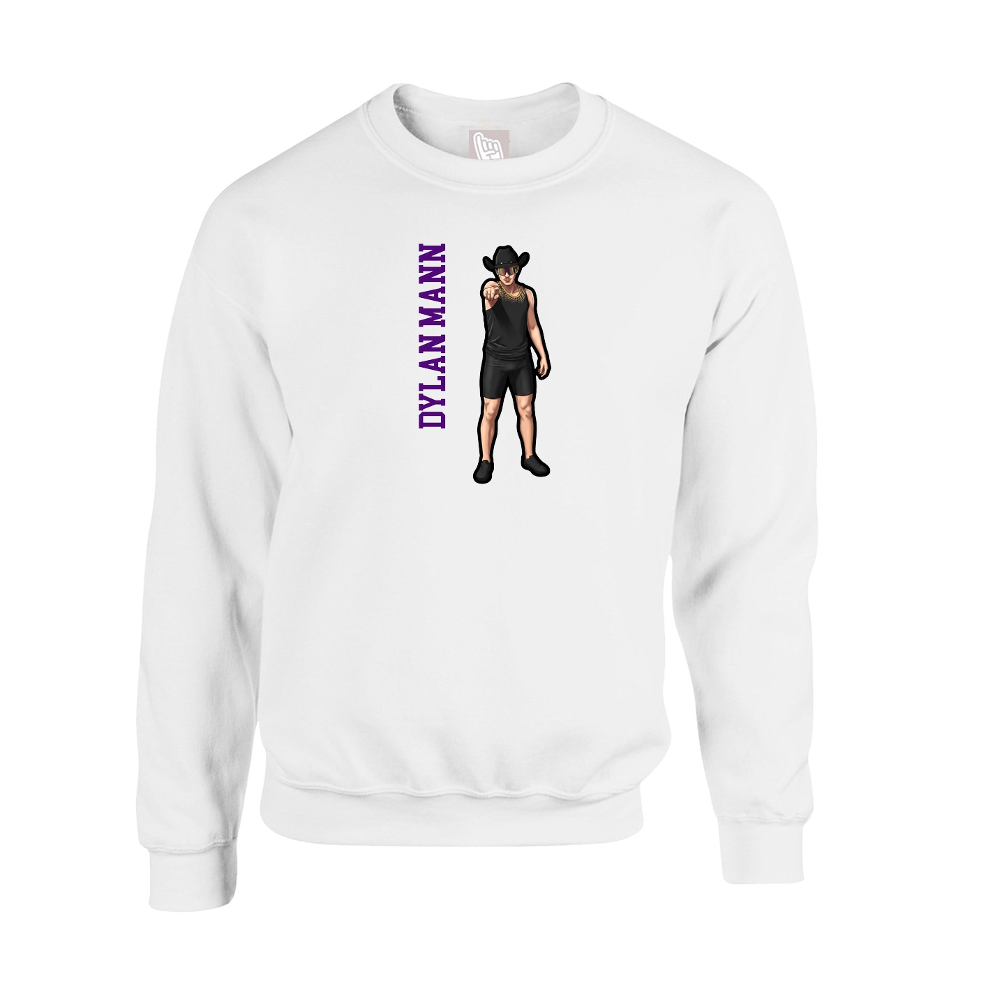 Fleece Crew — Name Vertical in White