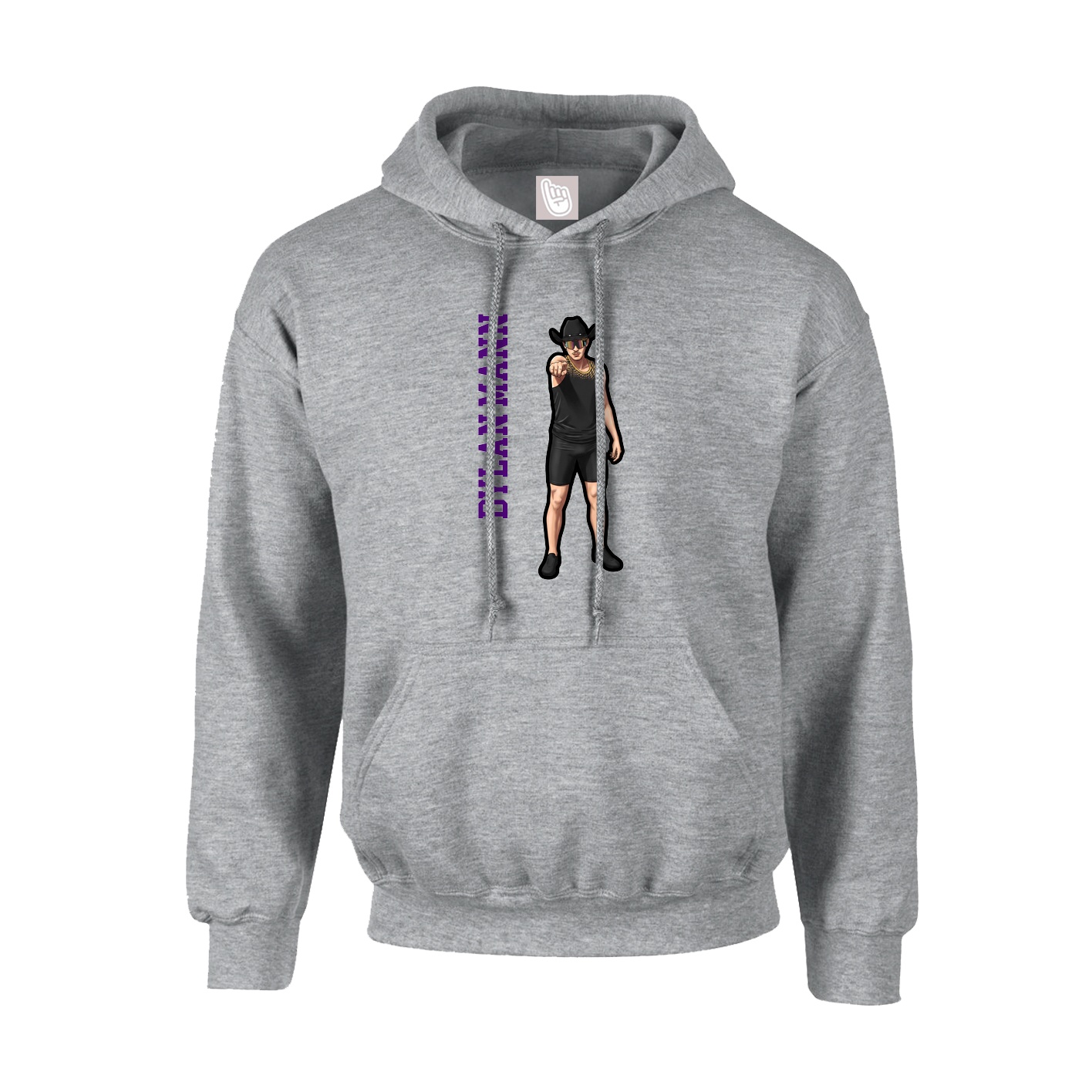 Youth Hoodie — Name Vertical in Grey