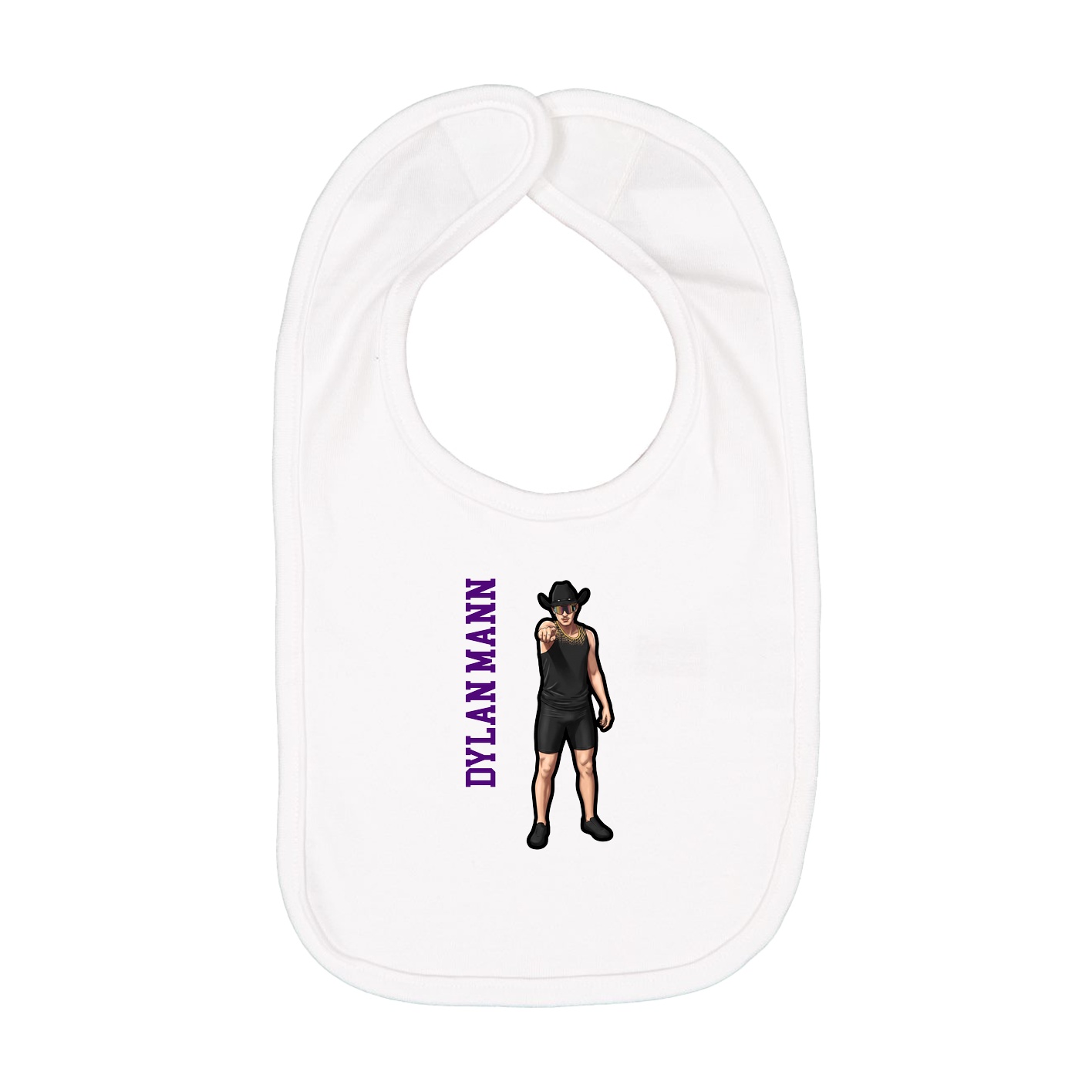 Infant Bib — Name Vertical in White
