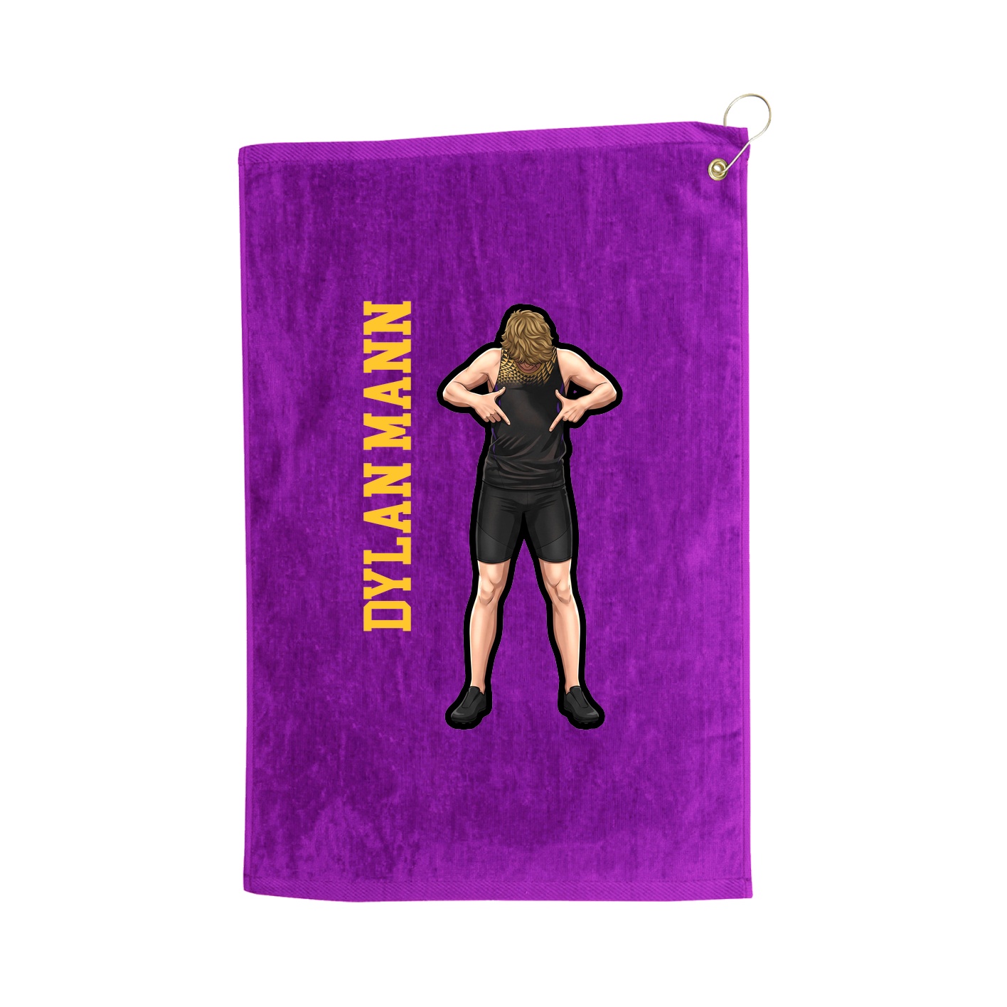 Golf Towel — Name Vertical in Purple