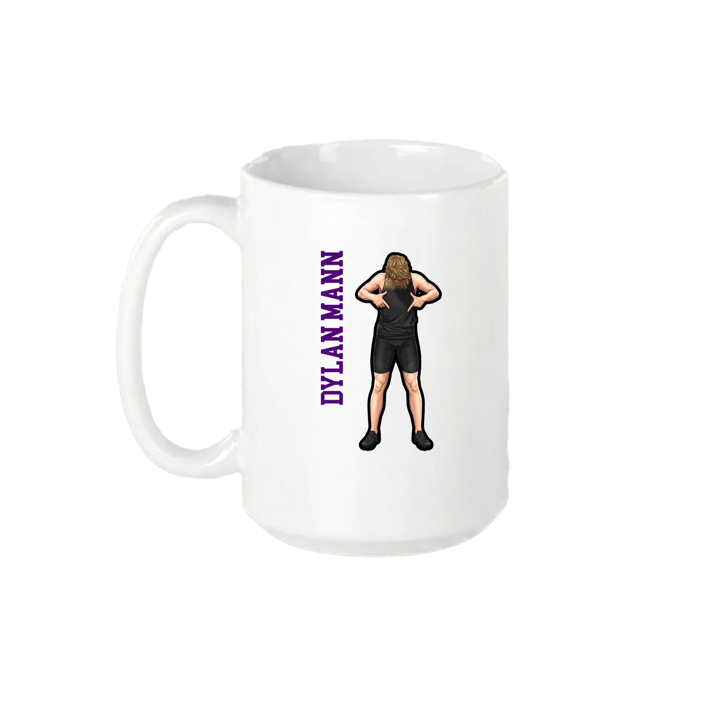15oz Coffee Mug — Name Vertical in White