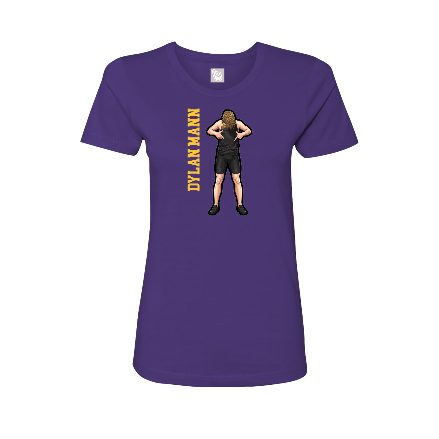 Fitted Women's Tee — Name Vertical in Purple