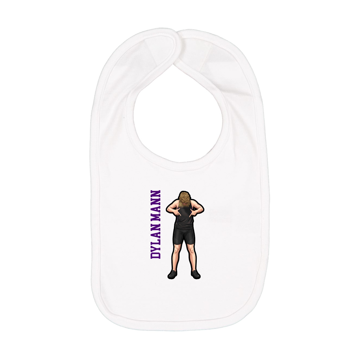 Infant Bib — Name Vertical in White