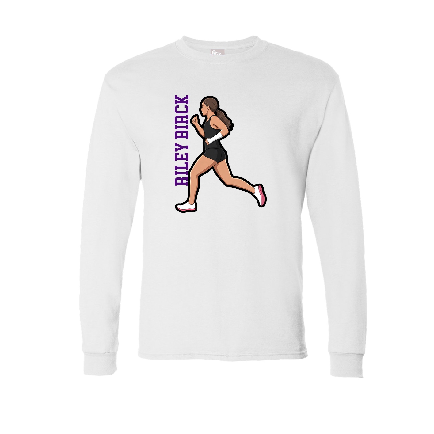 Long Sleeve Tee — Name Vertical in White