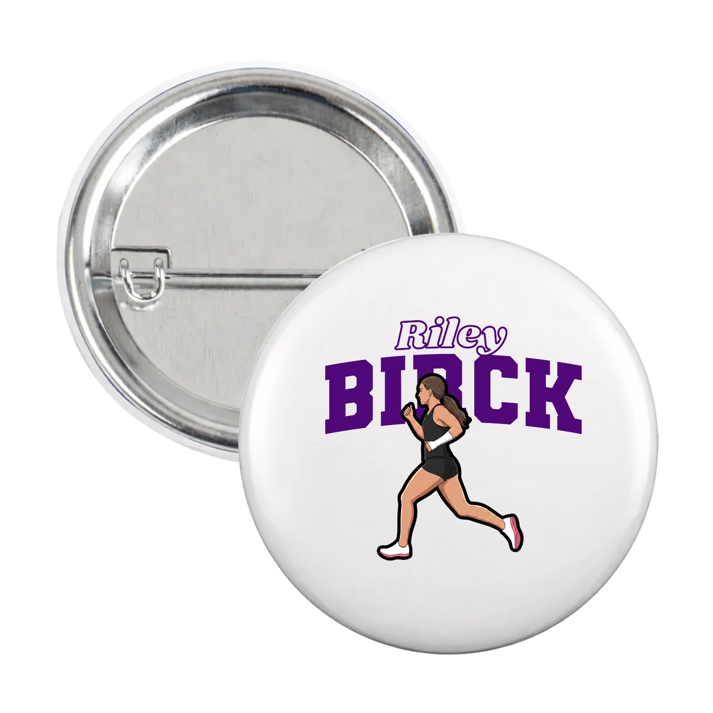Game Day Button — Name Arch in White
