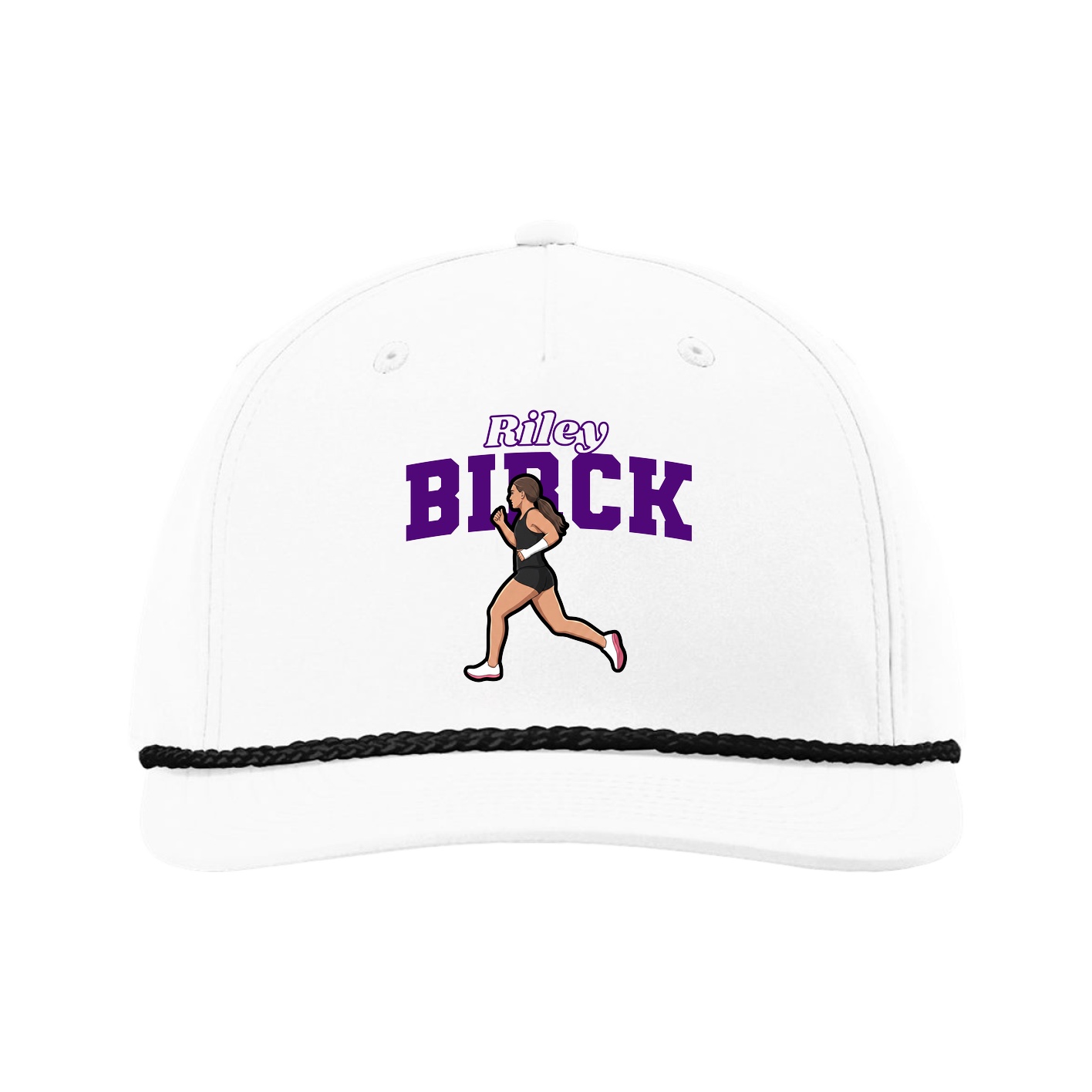 Five-Panel Classic Rope Cap — Name Arch in White