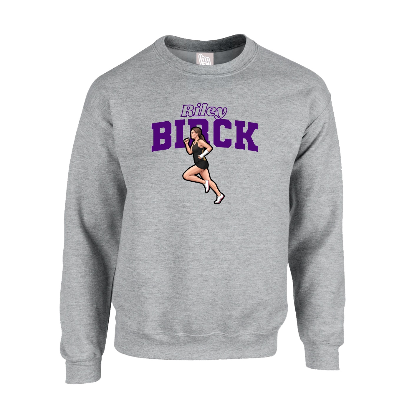 Fleece Crew — Name Arch in Grey