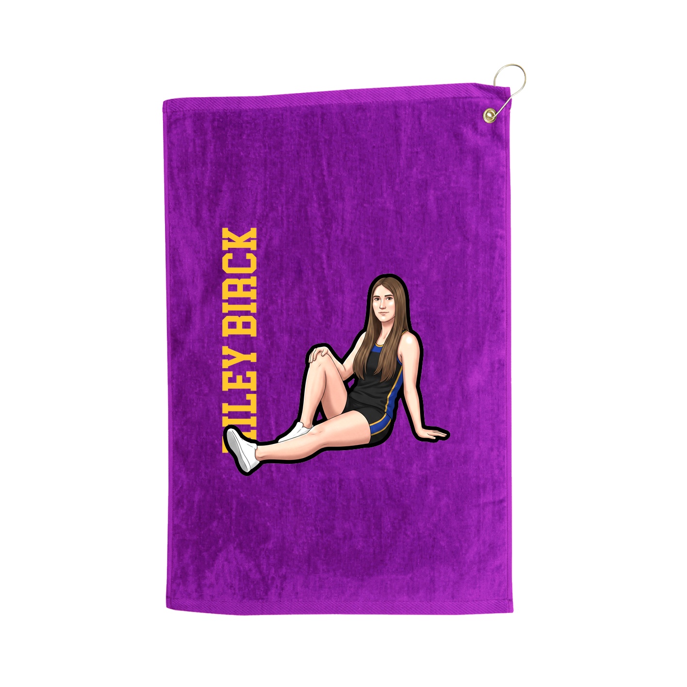 Golf Towel — Name Vertical in Purple