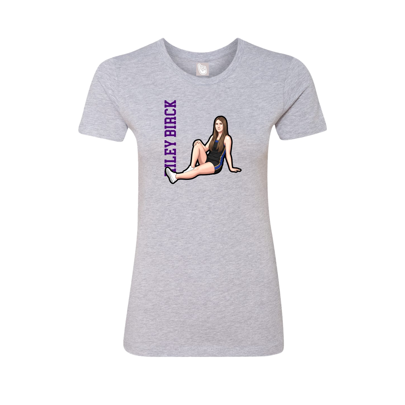 Fitted Women's Tee — Name Vertical in Grey
