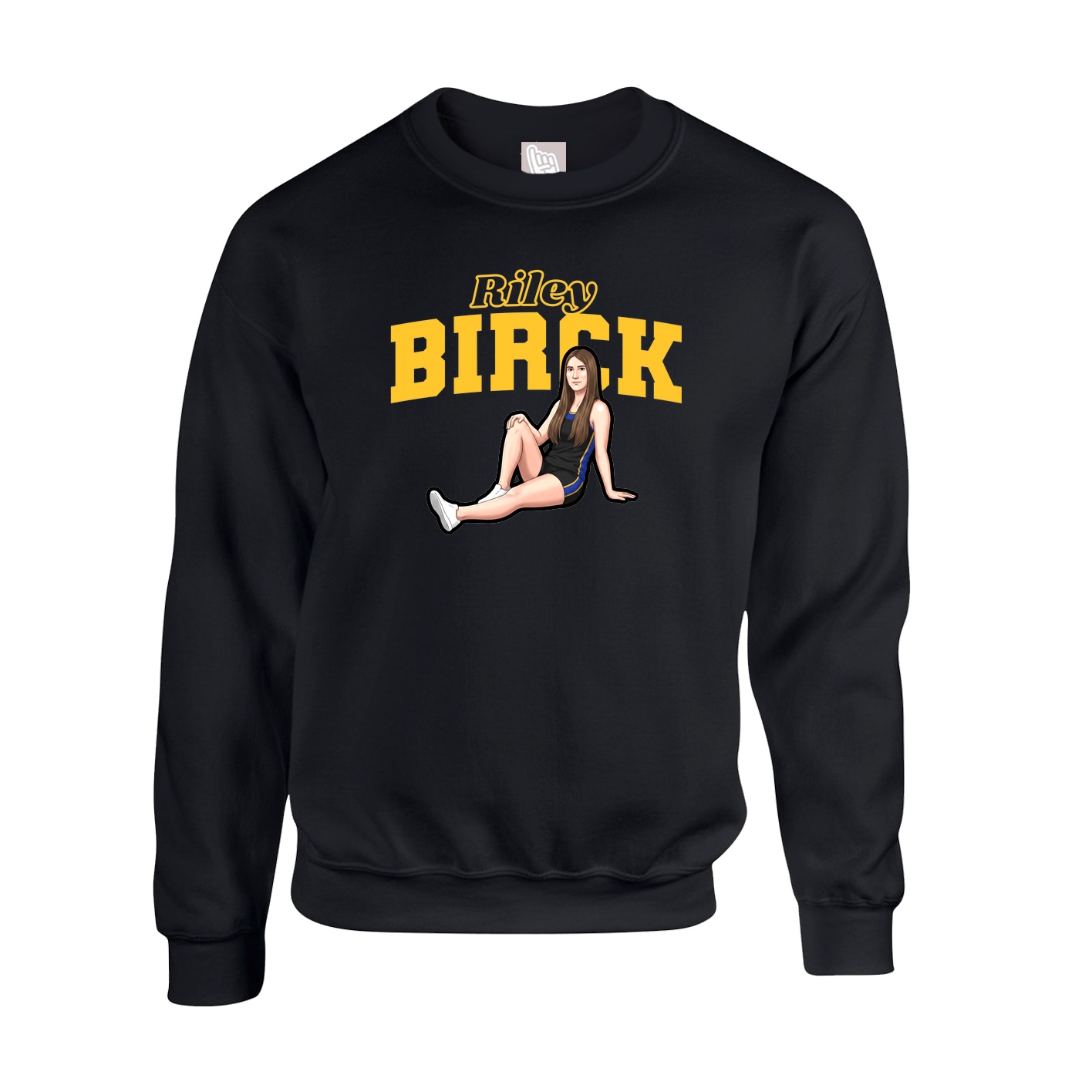 Fleece Crew — Name Arch in Black