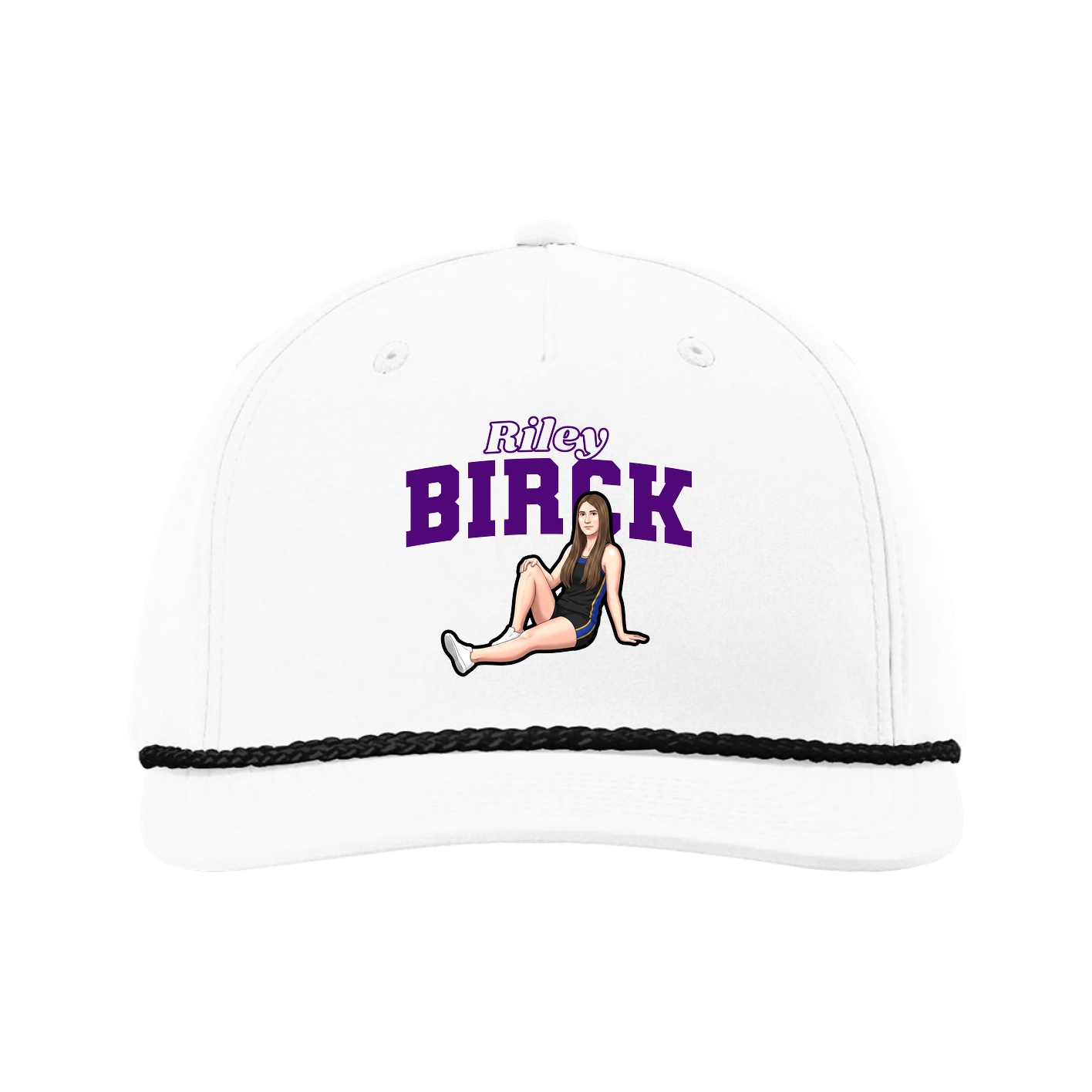 Five-Panel Classic Rope Cap — Name Arch in White