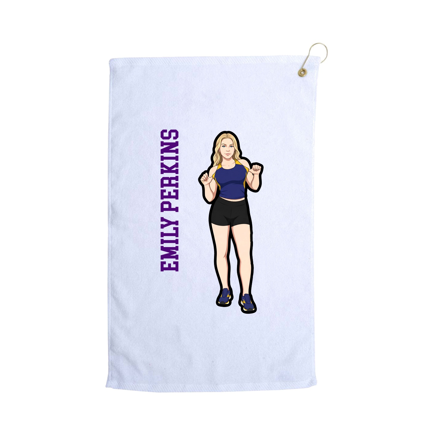 Golf Towel — Name Vertical in White
